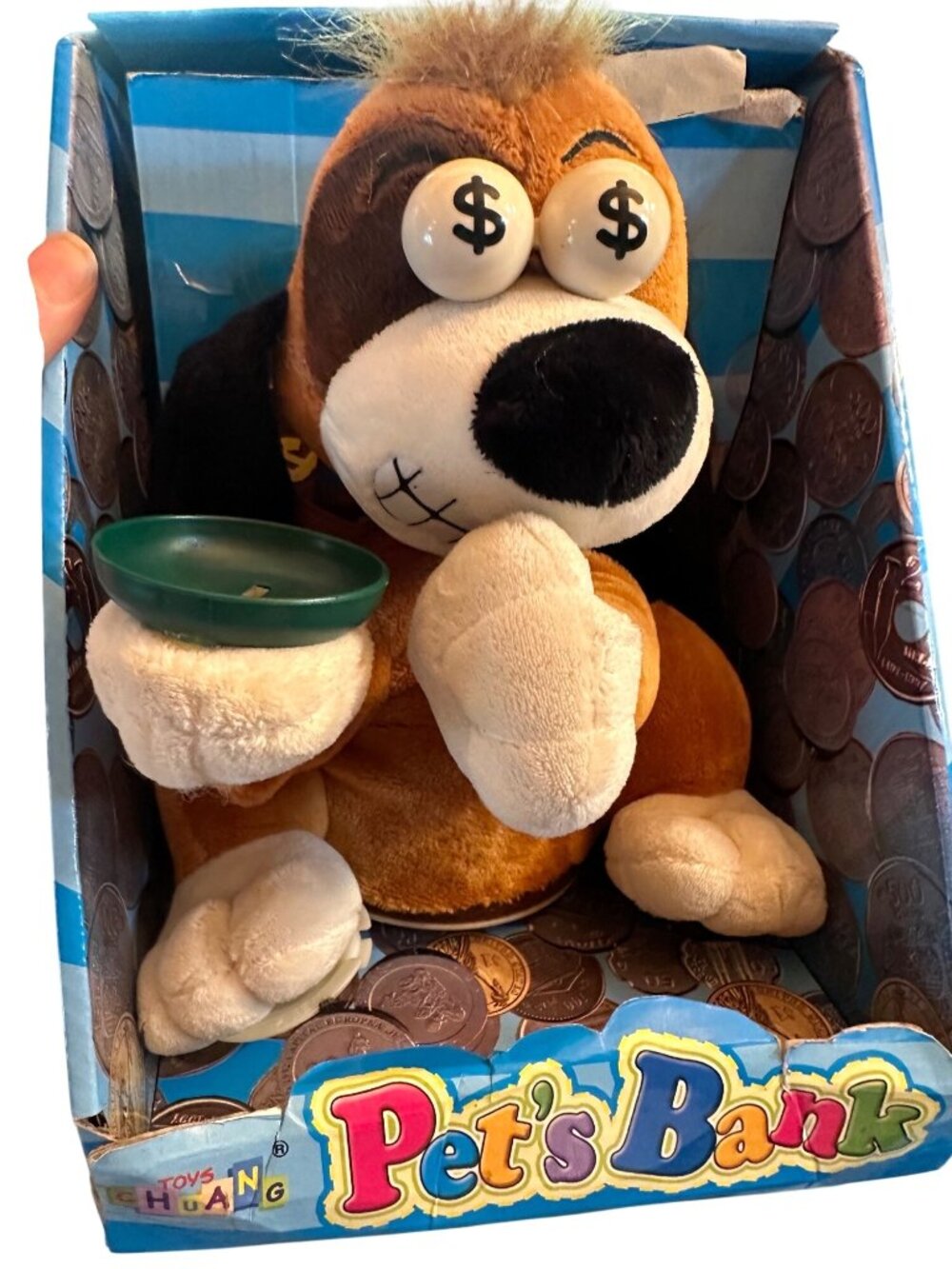 Pets Bank Dancing Dog Coin Bank Toy Sound & Motion Battery Operated Brown Plush